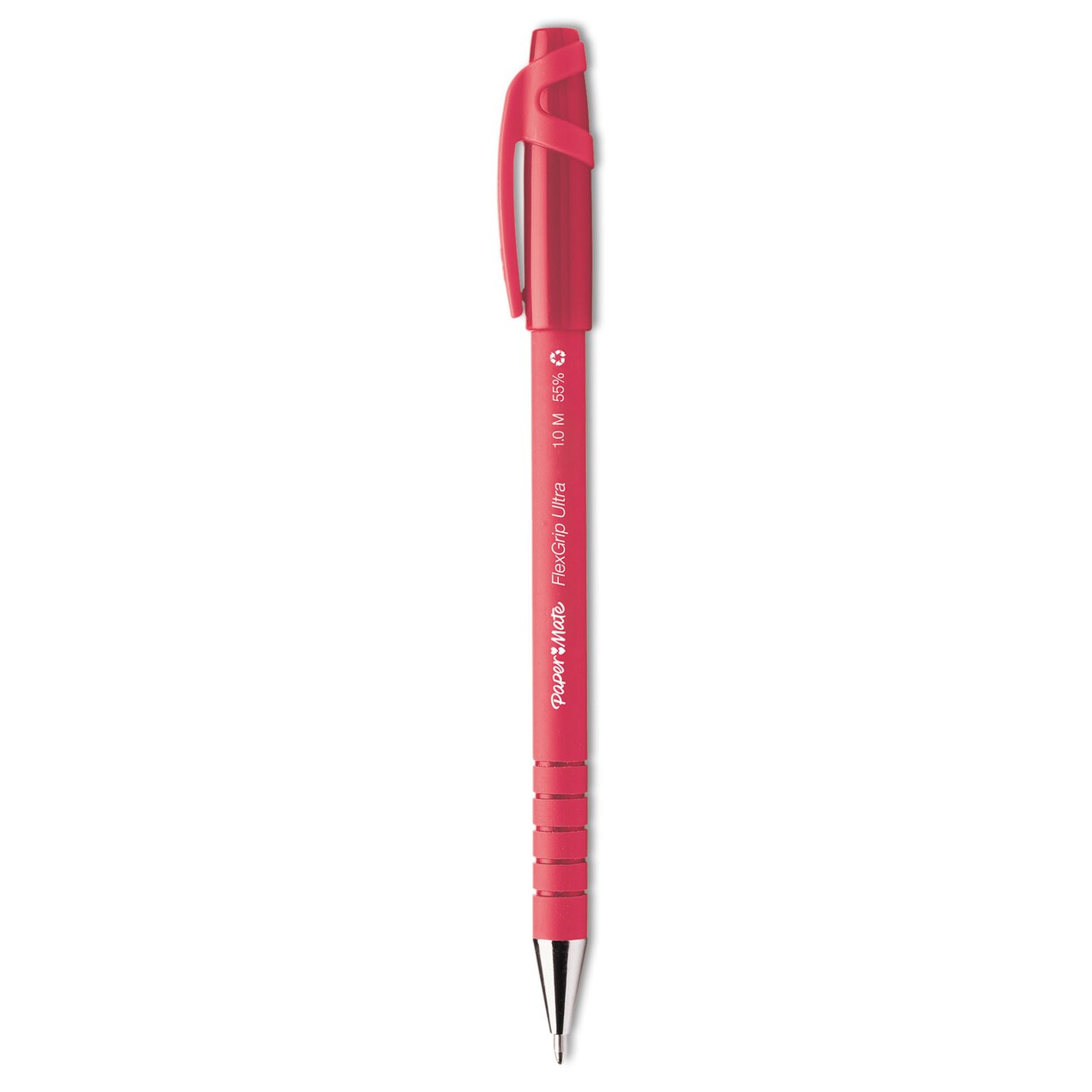 Papermate FlexGrip Ultra Ballpoint Stick Pen, Red Ink, Medium, Dozen